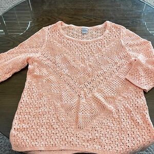 Chico's Light Coral Crochet Sweater